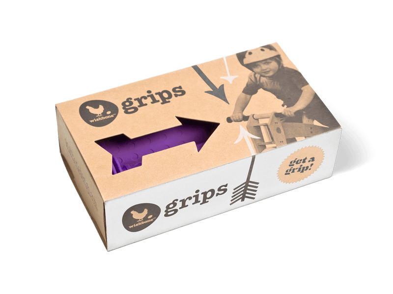 Purple grips in cardboard packaging
