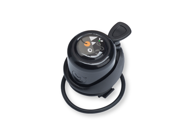 Black bike bell with Rhino artwork