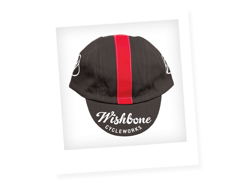 Black cotton casquette with red stripe