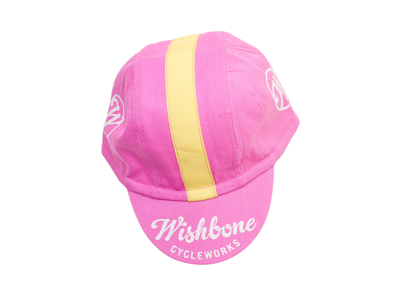 Pink cotton casquette with yellow stripe