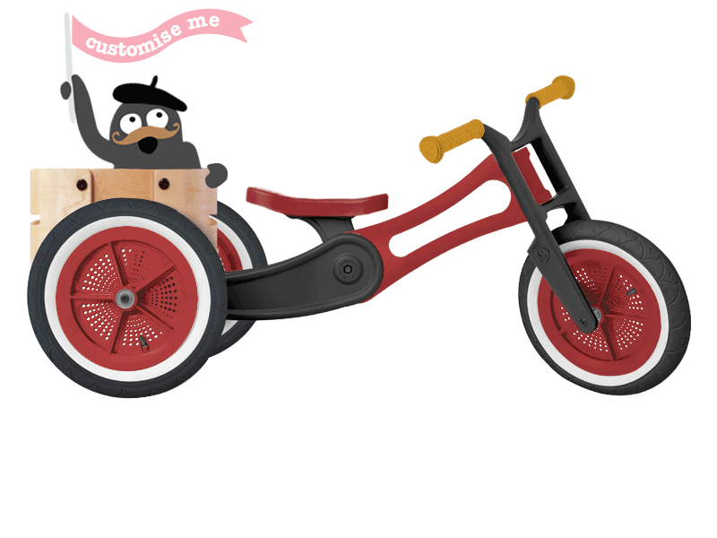 Plastic running trike with colourful accessories