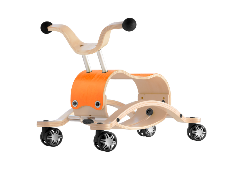 wooden orange spinning ride-on toy