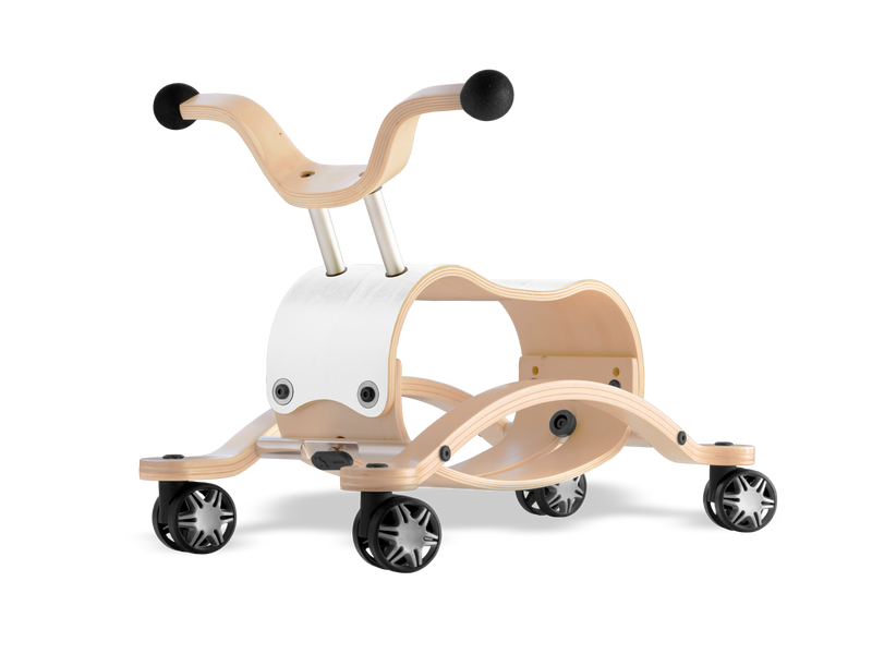 wooden white spinning ride-on toy