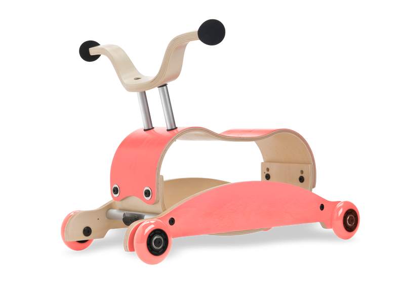 pink wooden learn to walk toy
