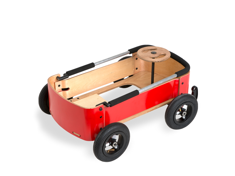 red wooden flintstone car