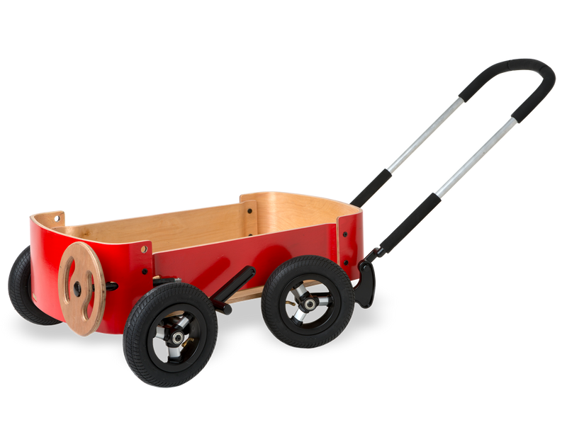 Red Wooden wagon with handle